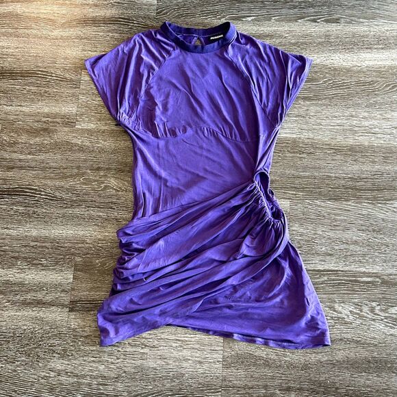 EUC Jacquemus La Robe Espelho Court Cupro Mini Dress Purple XL Cutout Bodycon - Picture 4 of 16